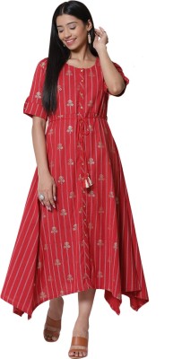 RANGRITI Women Asymmetric Red Dress