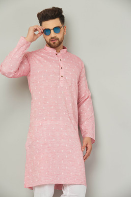 AEW DESIGNS Men Self Design Straight Kurta(Purple)