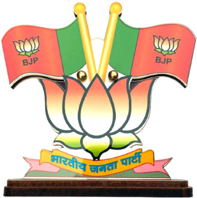 WOLCH BJP Kamal Flag Double Sided Wind Car Dashboard Flag(Plastic)