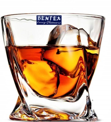 Bentex (Pack of 6) Luxury Whiskey Glass - Twist Design Crystal Touch Glass Set Whisky Glass(340 ml, Glass, Clear)