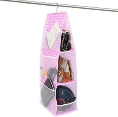 PrettyKrafts Hanging Handbag Organizer Dust-Proof Storage Holder Bag with Mesh Pockets Closet Organizer