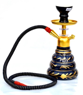 PUFF KING Hookah Pot Set Gold and Black for Flavour Hukka (28 cm) 11 inch Glass Hookah(Blue)