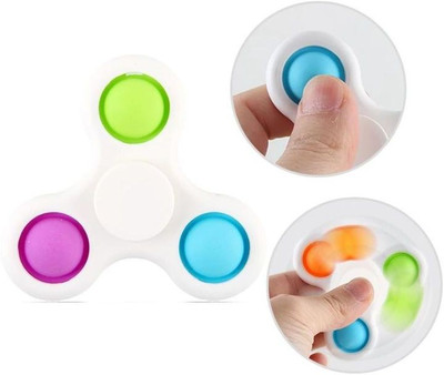 Gabbar 2 in 1 Simple Dimple Fidget Toy, 1 Pack Push Pop Pop Bubble Fidget Spinner ADHD EDC Autism Anxiety Stress Relief Reducer Sensory Fidget Toys for Kids Adults Key Chain