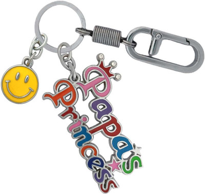 HANDSOME ISK Multicolor Papa princess with high quality locking lock and yellow smiley Key Chain