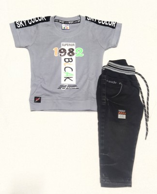 Unique Club Baby Boys Party(Festive) T-shirt Pant(GREY)