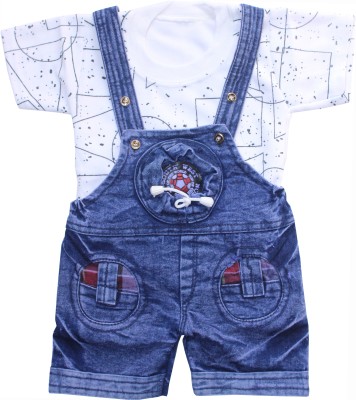 MD Baby's Galaxy Dungaree For Baby Boys & Baby Girls Casual Printed Cotton Blend(Blue, Pack of 1)