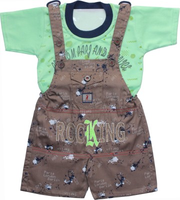 MD Baby's Galaxy Dungaree For Baby Boys & Baby Girls Casual Printed Cotton Blend(Green, Pack of 1)