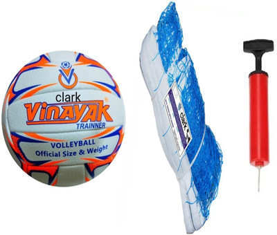clark 3123 orange mashine stetch volleybal with net combo Volleyball Kit