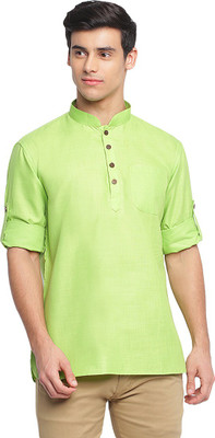 Sanwara Men Solid Straight Kurta(Light Green)