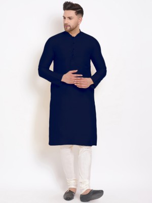 Sanwara Men Solid Straight Kurta(Blue)