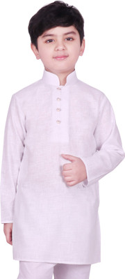 SG YUVRAJ Boys Solid Straight Kurta(White)