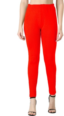 ABACADA'S GAJAB Ankle Length Western Wear Legging(Red, Solid)