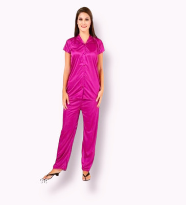 ultimate shopping network Women Solid Pink Shirt & Pyjama set