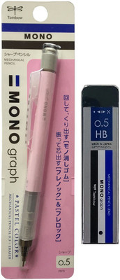 Tombow Mono Graph 0.5mm Lead Box & Shaker Pastel Sakura Pink Mechanical Pencil(Ink Color - Graphite)