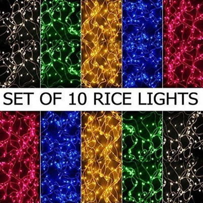 Luz 25 LEDs 5.05 m Multicolor Steady String Rice Lights(Pack of 10)