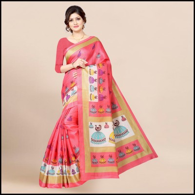 RUNAYA NX Printed Bollywood Silk Blend Saree(Pink)