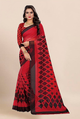 Vimalnath Synthetics Printed Daily Wear Georgette Saree(Red)
