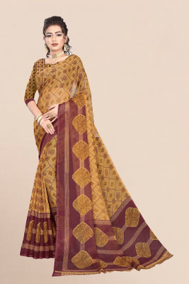 Vimalnath Synthetics Printed Bollywood Georgette Saree(Yellow)