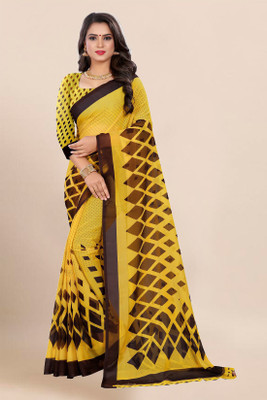 Vimalnath Synthetics Printed Daily Wear Georgette Saree(Yellow)