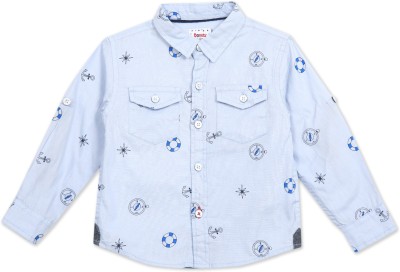 DONUTS Baby Boys Printed Casual Light Blue Shirt