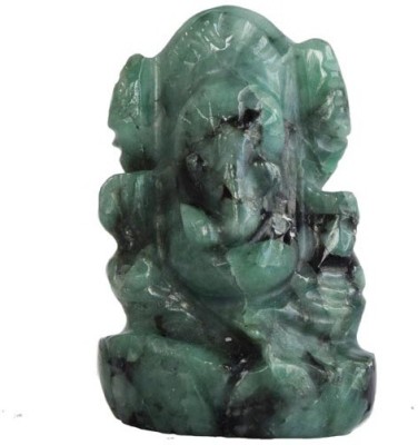 SURAT DIAMONDS SURAT DIAMOND JEWELLERY 46.23cts Lord Ganesha Real Natural Emerald Idol Murti, Green Decorative Showpiece  -  3 cm(Stone, Light Green)