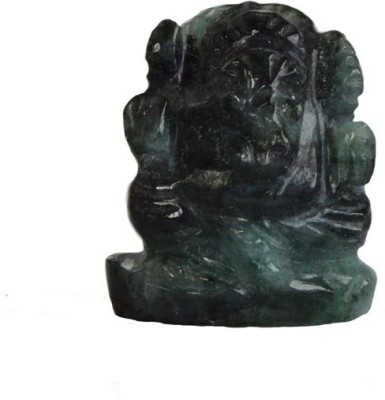 SURAT DIAMONDS SURAT DIAMOND JEWELLERY 24.69cts Lord Ganesha Real Natural Emerald Idol Murti, Green Decorative Showpiece  -  2 cm(Stone, Dark Green)
