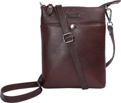 CHIMERA Brown Sling Bag Leather Mini Cross body Bag | Cell Phone Sling Bag | Travel Passport Documents Carry Bag for Men and Women - Brown Color.