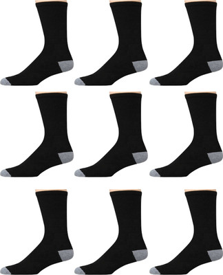 Akeeta Men Solid Mid-Calf/Crew(Pack of 9)