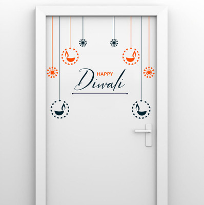 K2A Studio 48 cm Happy diwali wall sticker (: 46 Cm X 48 Cm Self Adhesive Sticker(Pack of 1)