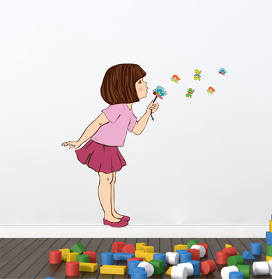 Psychedelic Collection 81 cm Cute fairy flying butterfies pvc vinyl multicolor decorative wall sticker for wall decoration Self Adhesive Sticker(Pack of 1)