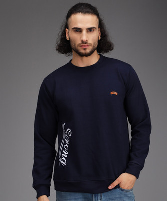 ZEPPI Printed Round Neck Casual Men Blue Sweater