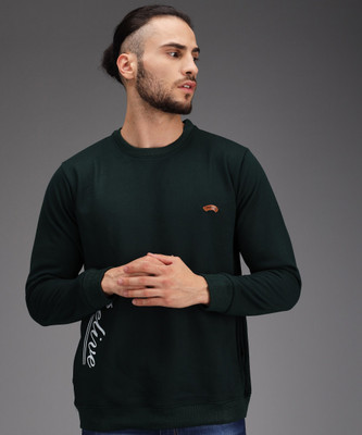 ZEPPI Printed Round Neck Casual Men Green Sweater