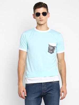 BUKKL Printed Men Round Neck White, Blue T-Shirt