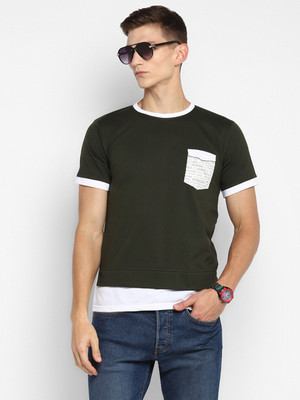 BUKKL Printed Men Round Neck Green, White T-Shirt