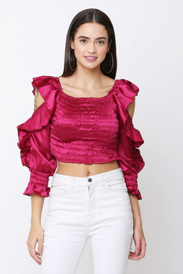 gembenz traders Casual Solid Women Purple Top
