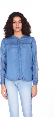 FLYING MACHINE Casual Solid Women Blue Top