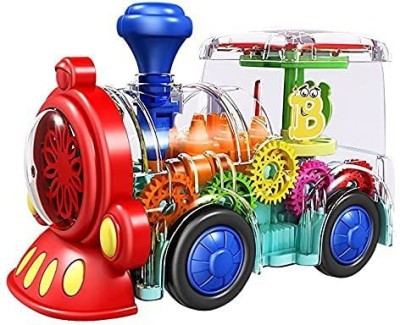 Viradiya's Train Concept 360 Degree Rotating Transparent Simulation Mechanical Train with Sound & 3D Colourfull Lights Gear Transparent Train Toy for 2-5 Year Kids(Multicolor)