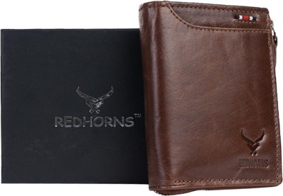 REDHORNS Men Formal Brown Genuine Leather Card Holder(8 Card Slots)