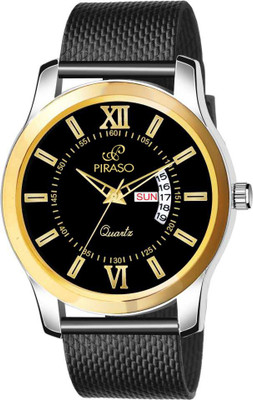 PIRASO D&D 15 MESH STRAP Classy Black Color Watch With Day And Date Display For boys Analog Watch  - For Men