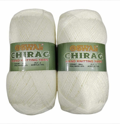 JEFFY Oswal Chirag Off White (400 gm) Wool Ball Hand Knitting Wool/Art Craft Soft Fingering Crochet Hook Yarn, Needle Knitting Yarn Thread Shade no-1