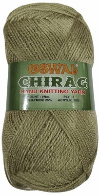 JEFFY Oswal Chirag Khakhi (200 gm) Wool Ball Hand Knitting Wool/Art Craft Soft Fingering Crochet Hook Yarn, Needle Knitting Yarn Thread Shade no-6