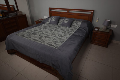 Amba International 100 TC Polyester Double Printed Flat Bedsheet(Pack of 1, Grey)