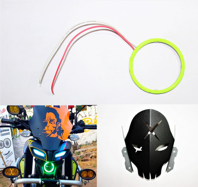 acube mart mt 15 CNC short skull visor + MT ring light 60mm Green Bike Headlight Visor