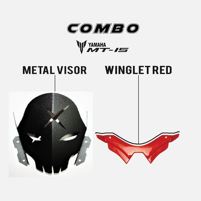 acube mart mt 15 CNC short skull visor + MT 15 winglet RED Bike Headlight Visor