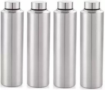 Sundry Stainless Steel 4 Pcs Fridge Water Bottle/Refrigerator Bottle 1000 ml Bottle(Pack of 4, Silver, Steel)