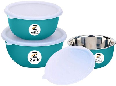 Zaib Stainless Steel, Polypropylene Storage Bowl Bowl_Microwave_safe_bowl stainless steel plastic coated U-BOWL (SET OF 3)_bowl ( 1250 ML, 750 ML, 500 ML )(Pack of 3, Green)