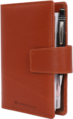 Jhingalala PU Leather Finish Ring Bound Business Organizer Planner Diary 2022 with Pen A5 Organizer Ruled 450 Pages(Brown)