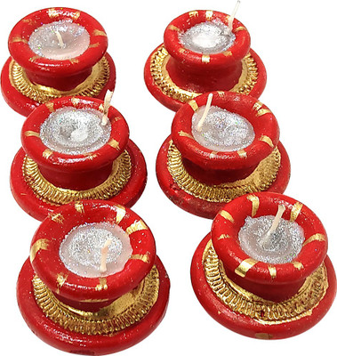 SKY TRENDS Ceramic Table Diya Set(Height: 3 inch)