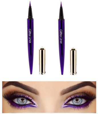 ADJD Shiny Diamond Liquid Eyeliner for Long Lasting Stay, Smudge Proof Purple Liner Combo 3 ml(Purple)