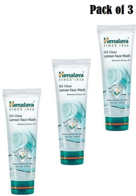 HIMALAYA Oil Clear Lemon  Removes Excess Oil Each 100ml Pack of**3 Face Wash(300 ml)